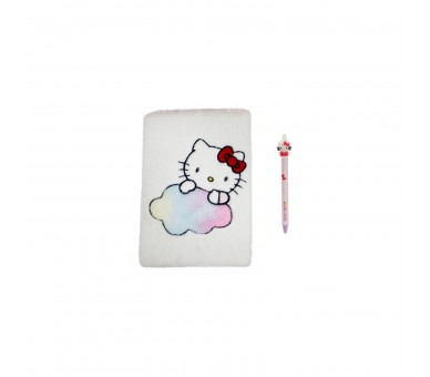 Set Cuaderno Peluche + Boligrafo Hello Kitty