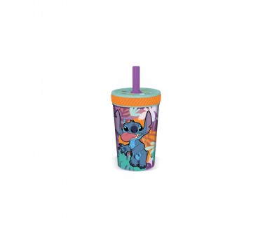 Vaso Antivuelco Con Pajita Aloha Stitch 370 Ml
