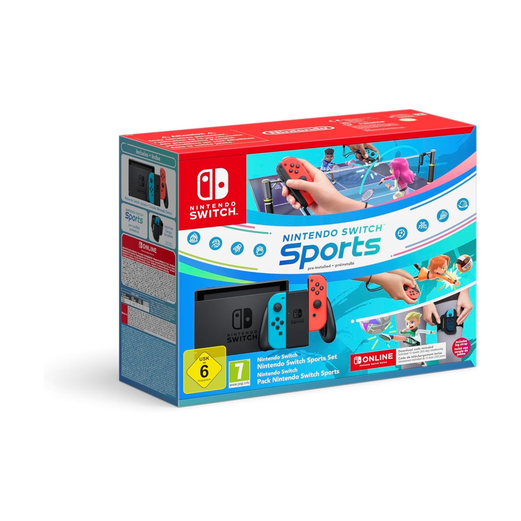 Consola Nintendo Switch Azul /Rojo + Switch Sports + 12 mese