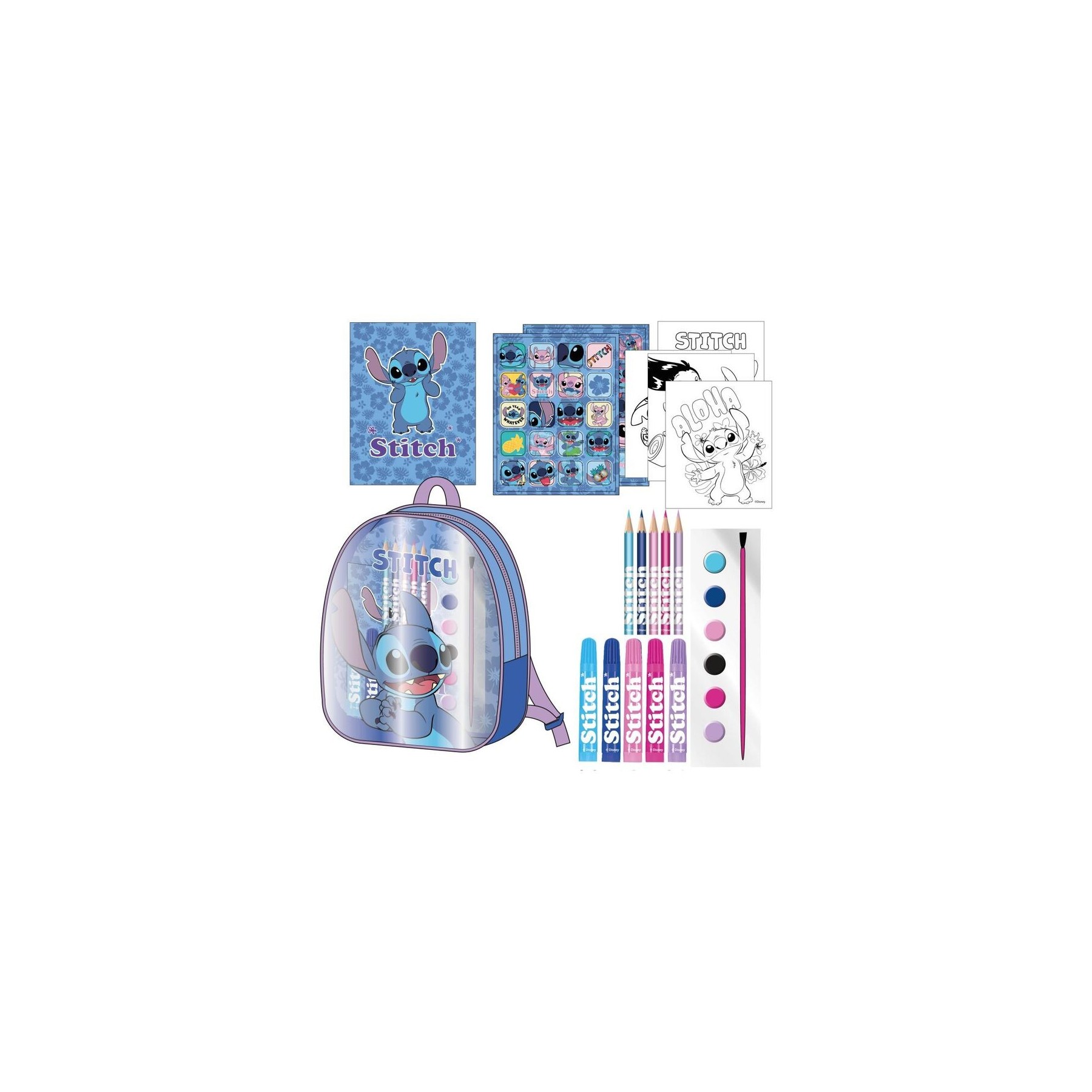 Set Papeleria Mochila Stitch Disney