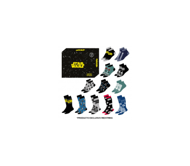 Caja Regalo 12 Pares Calcetines Star Wars Talla 40/46