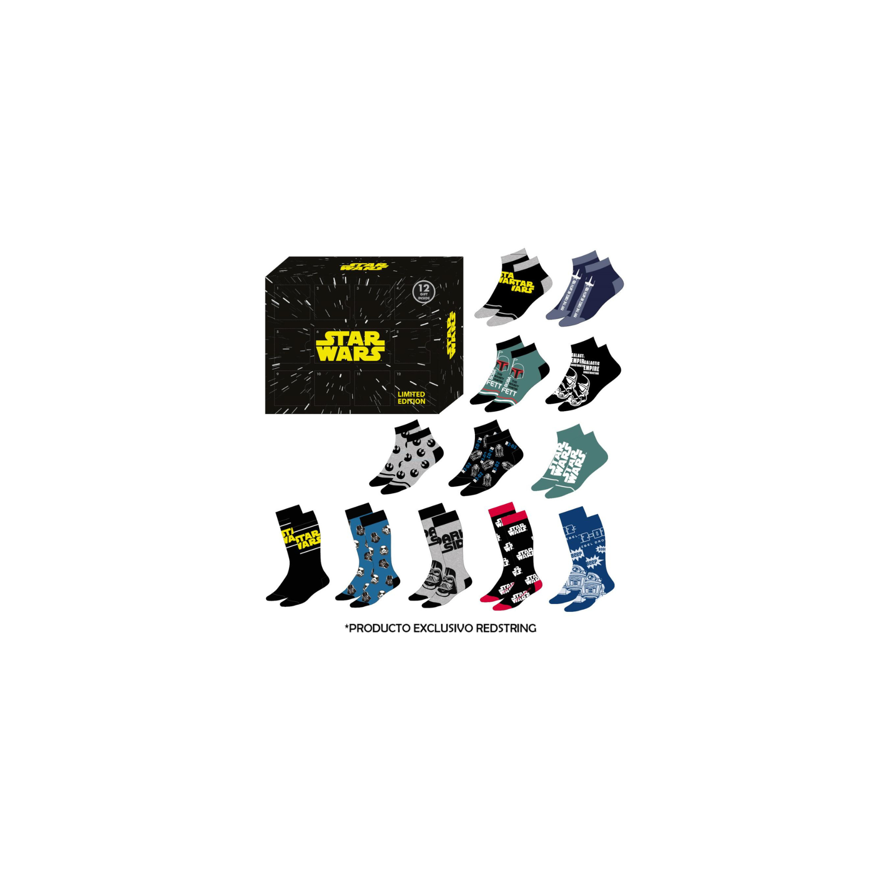 Caja Regalo 12 Pares Calcetines Star Wars Talla 40/46