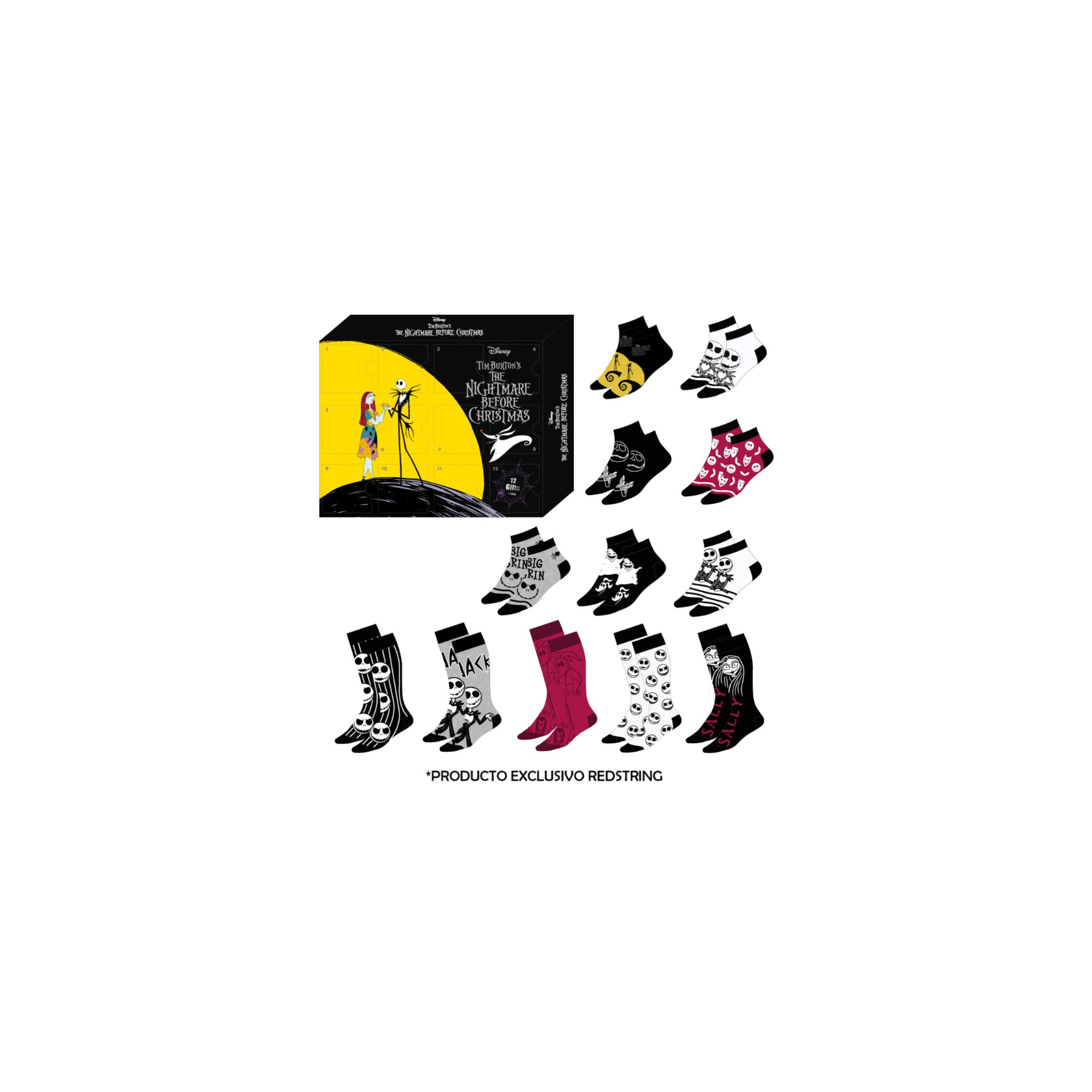 Caja Regalo 12 Pares Calcetines Pesadilla Antes De Navidad T