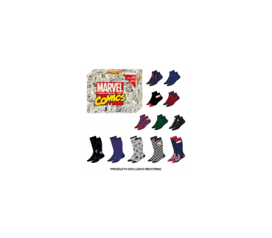 Caja Regalo 12 Pares Calcetines Marvel Talla 40/46