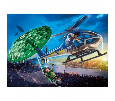 Playmobil Ciudad Helicoptero De Policia Persecucion En Parac