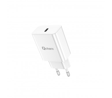 Cargador Qcharx Chronos 3A 20W  Puerto Tipo C Blanco