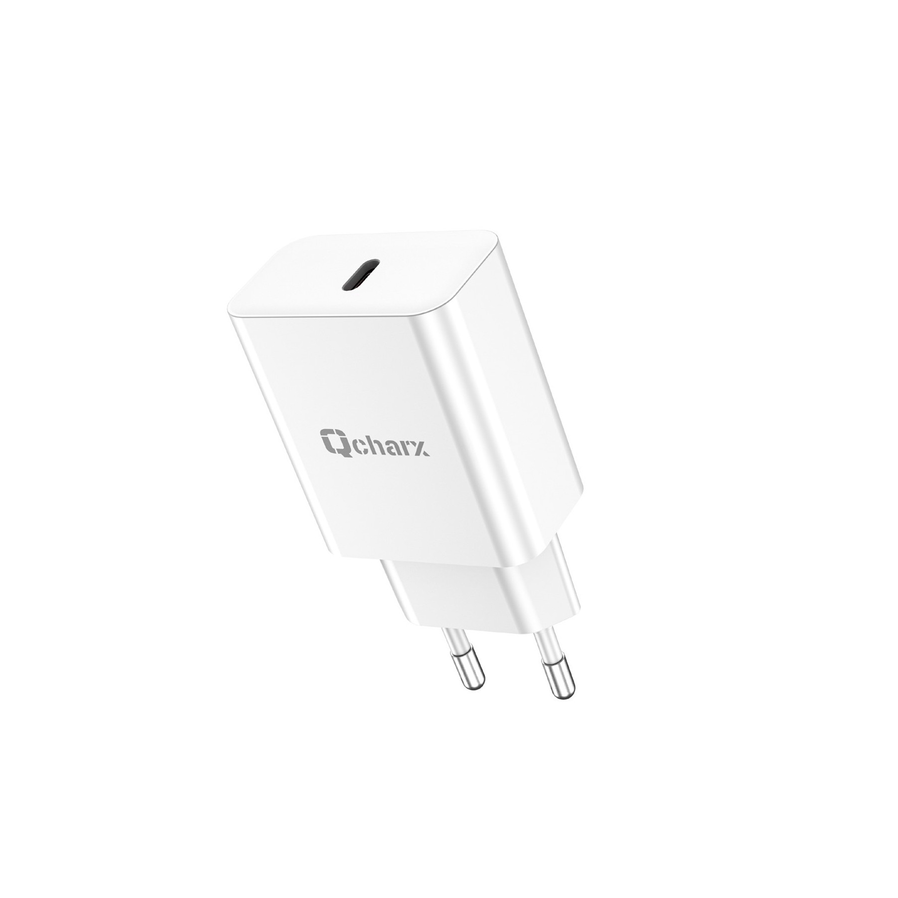 Cargador Qcharx Chronos 3A 20W  Puerto Tipo C Blanco