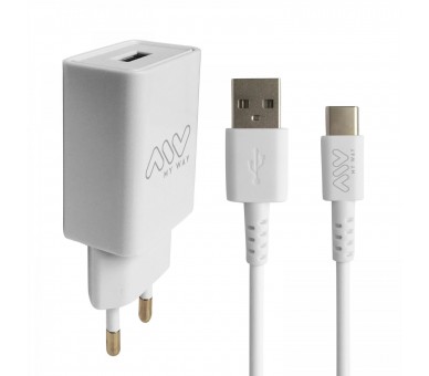 Myway Pack Cargador De Pared Usb 2A + Cable Usb C 1M Blanco