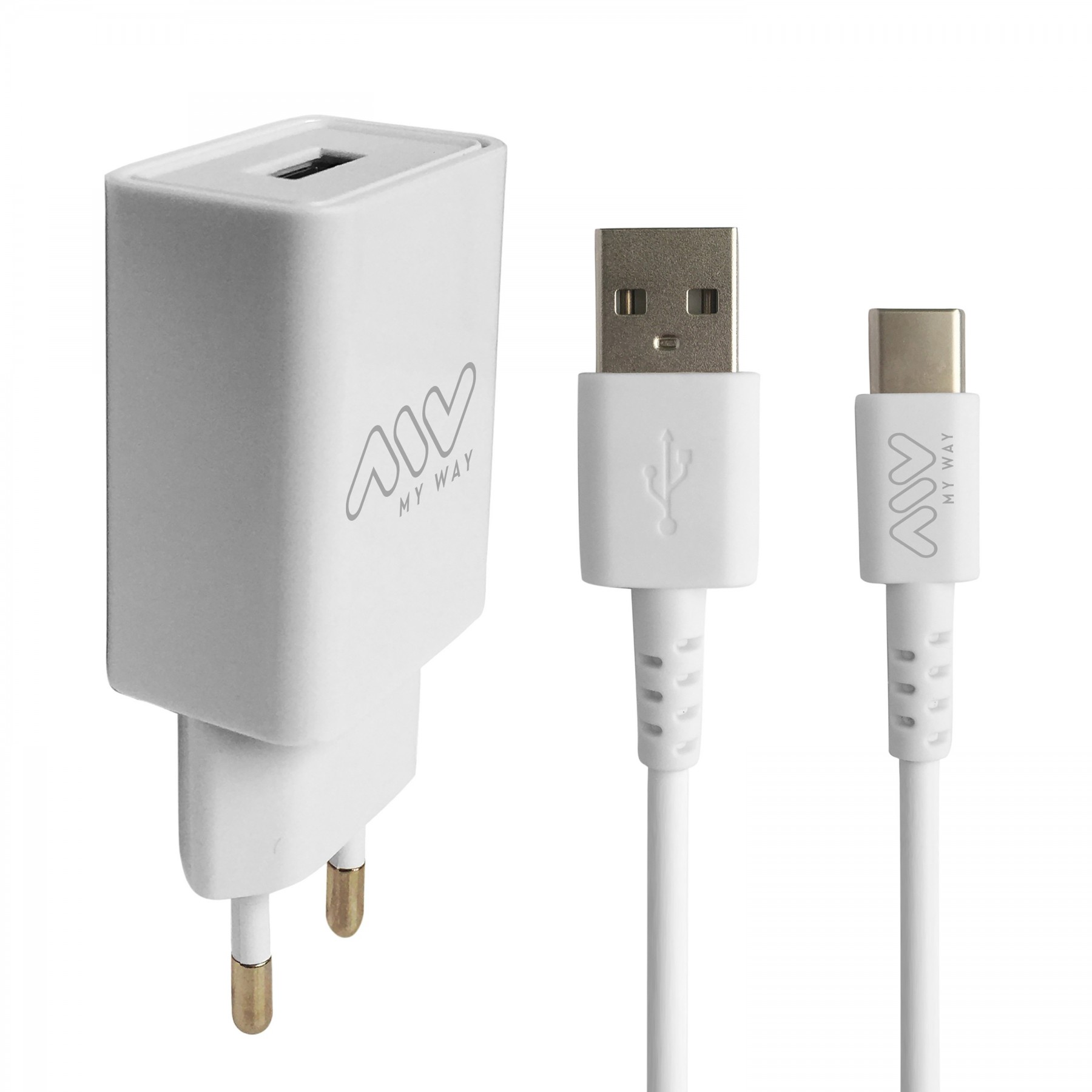 Myway Pack Cargador De Pared Usb 2A + Cable Usb C 1M Blanco
