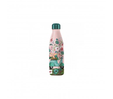 Botella Isotermica Enesco Rosa Estampado Flores Y Moto