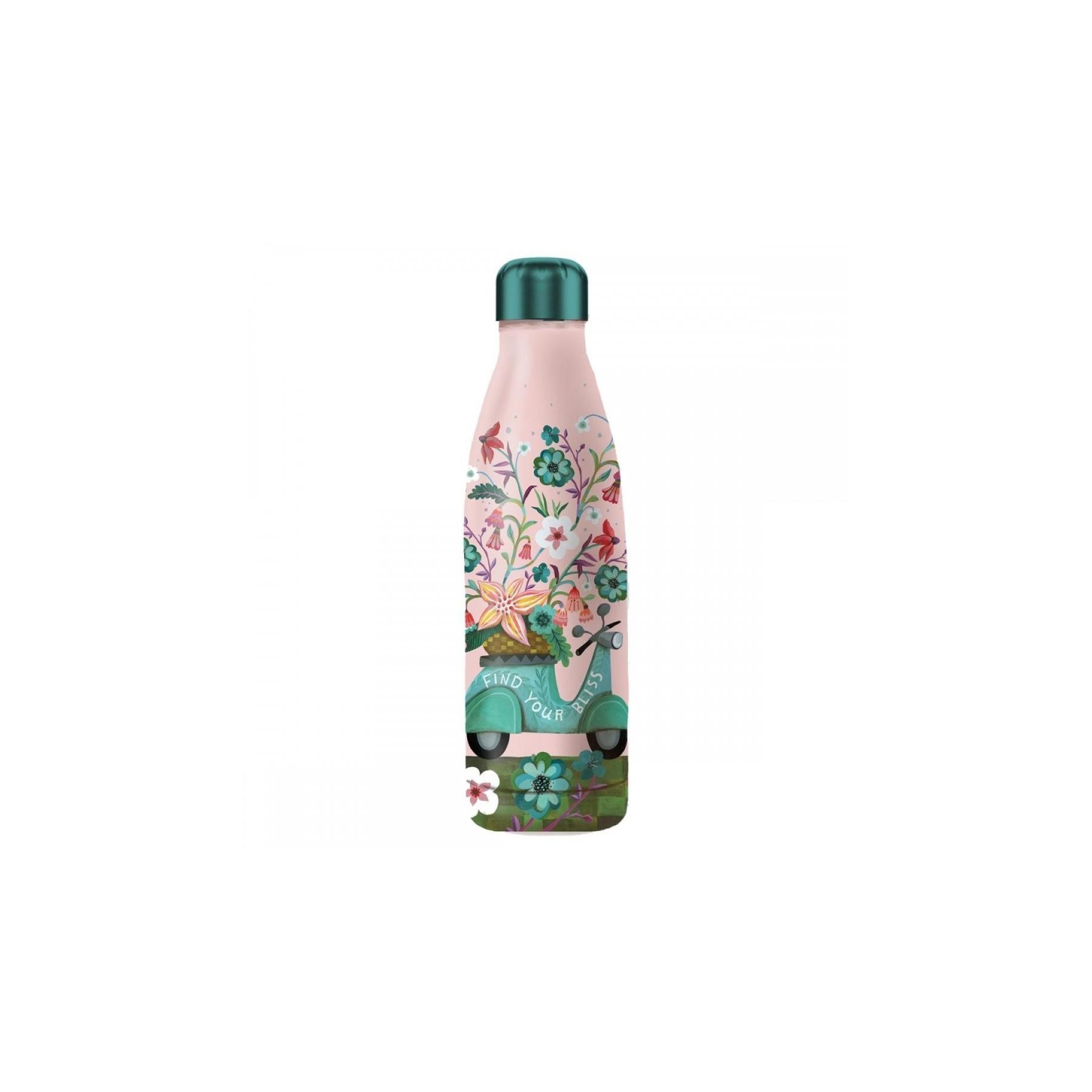 Botella Isotermica Enesco Rosa Estampado Flores Y Moto