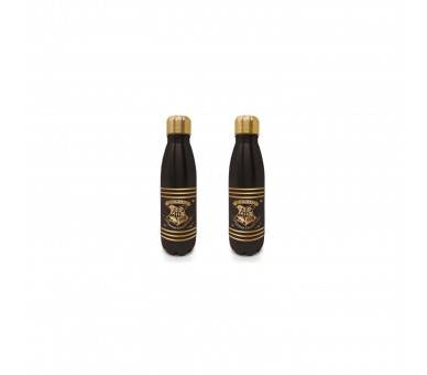 Botella Metálica Escudo De Hogwarts Negro Y Dorado