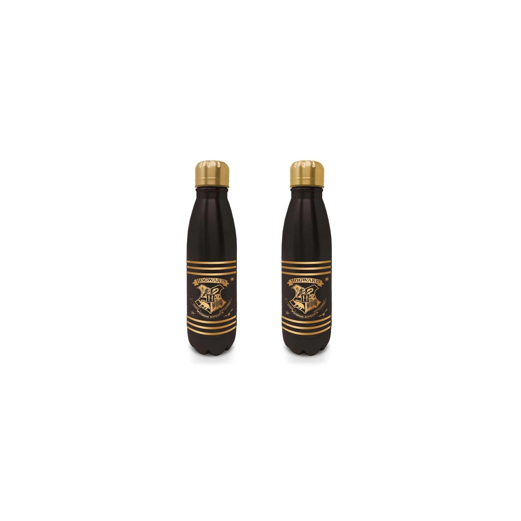 Botella Metálica Escudo De Hogwarts Negro Y Dorado