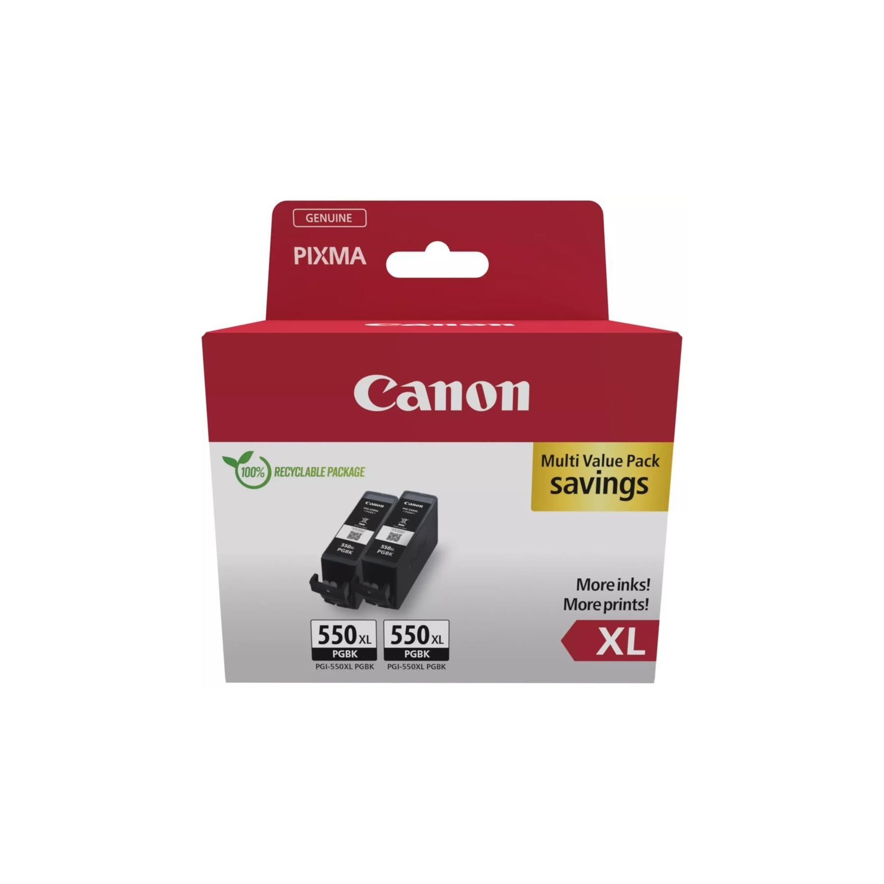 Pack Cartucho Tinta Canon Pgi - 550Xl Negro 2 Uds
