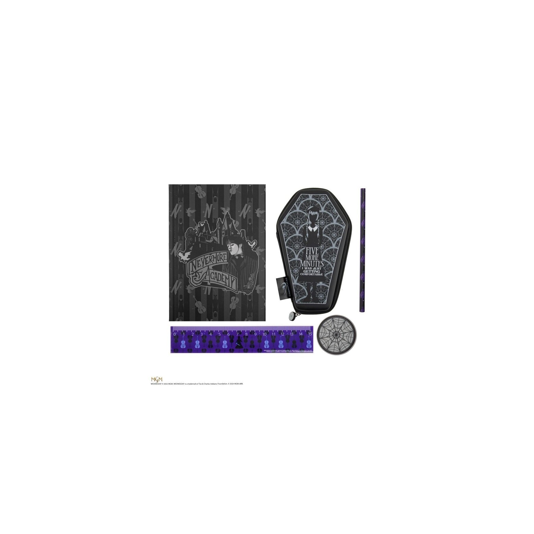 Juego De Papelería Wednesday Ataùd 5 Piezas