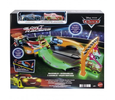 Pista Glow Race Lanza y Cruza Cars Disney Pixar