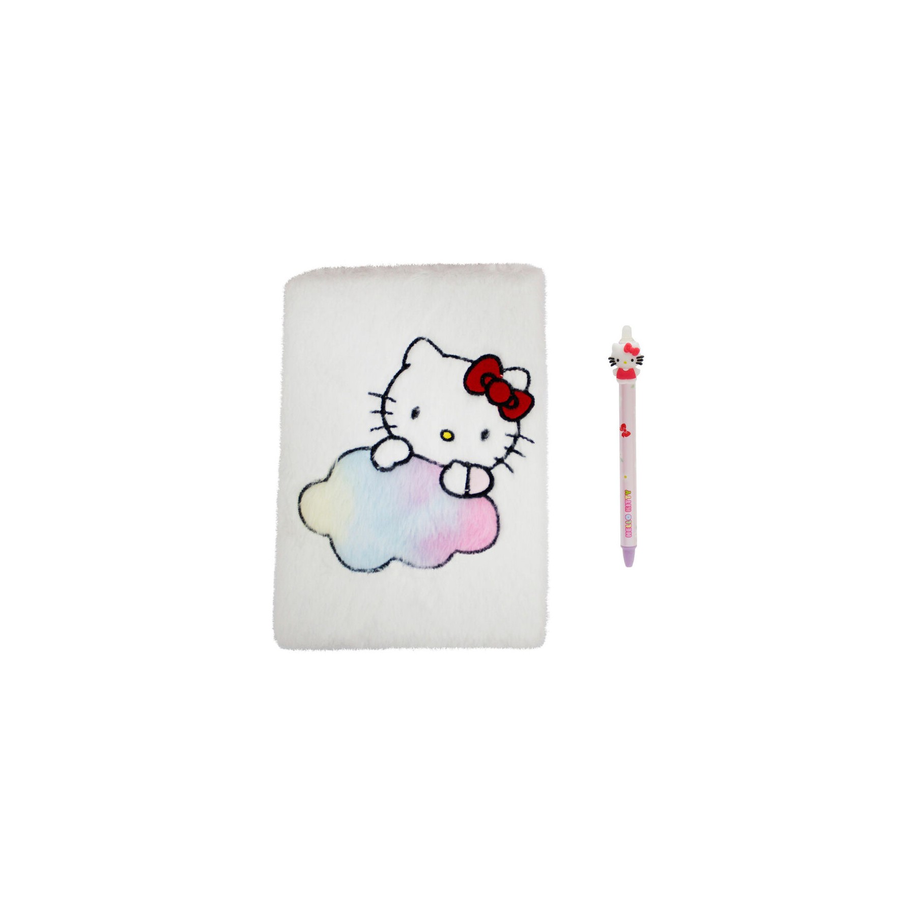 Set cuaderno peluche + boligrafo Hello Kitty