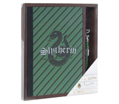 Set cuaderno + boligrafo Slytherin Harry Potter