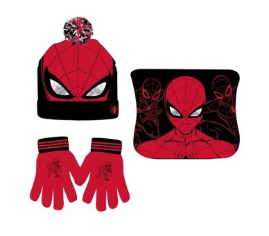 Conjunto gorro guantes braga cuello Spiderman Marvel