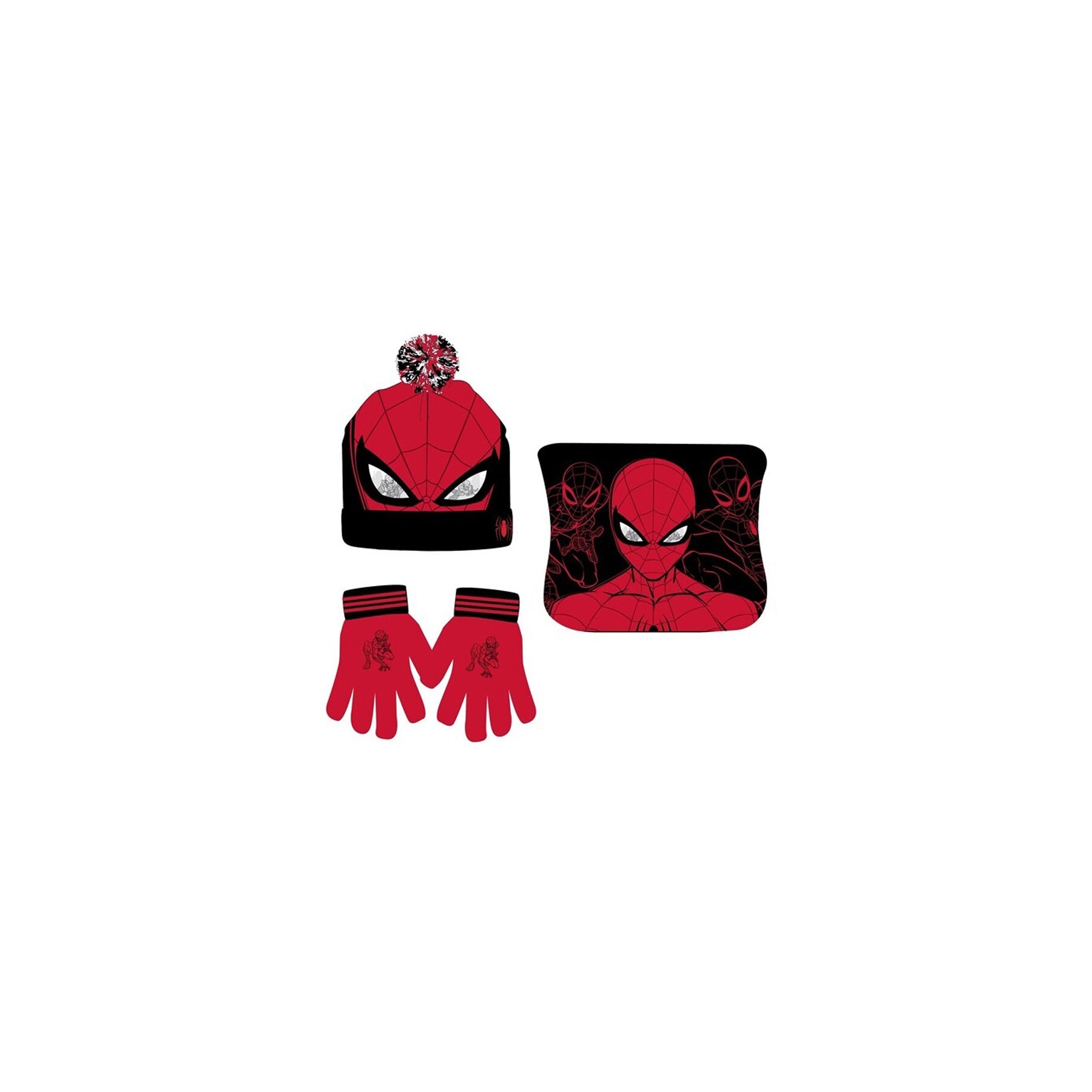 Conjunto gorro guantes braga cuello Spiderman Marvel