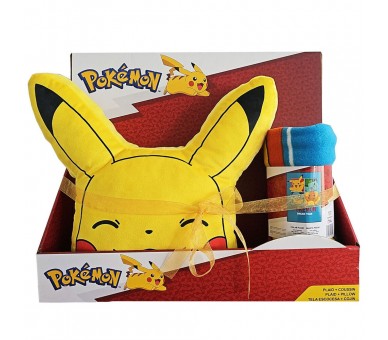 Set manta polar + cojin Pokemon