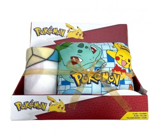 Set manta polar + cojin Pokemon