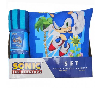 Set manta polar + cojin Sonic the Hedgehog