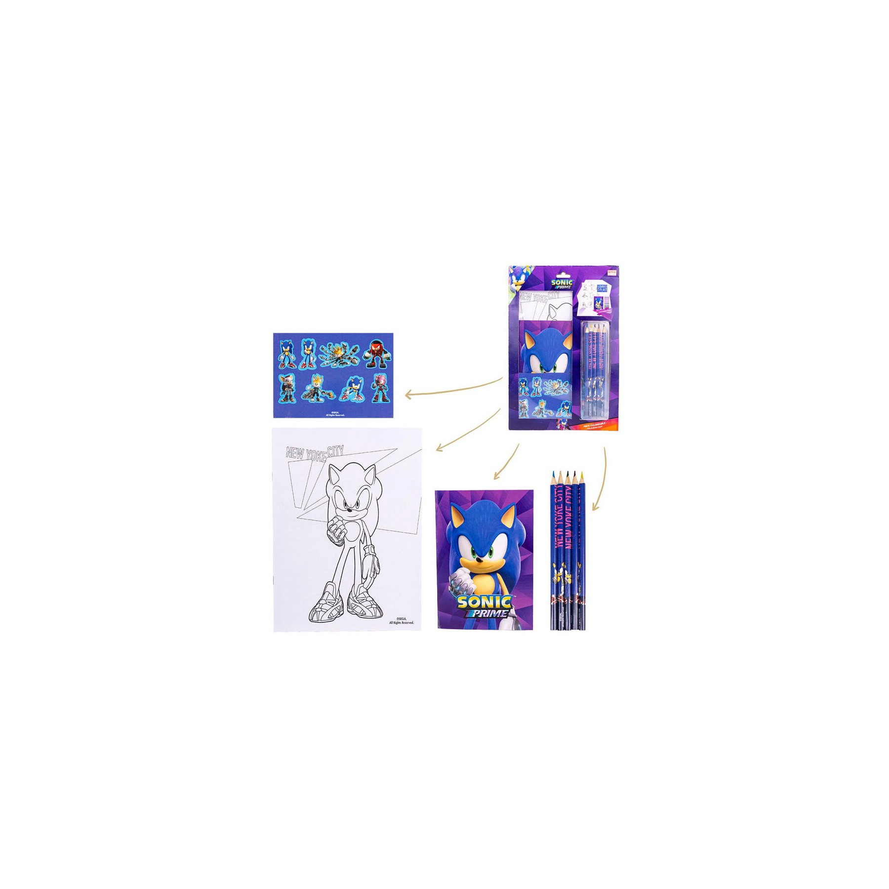 Set papeleria coloreable Sonic Prime