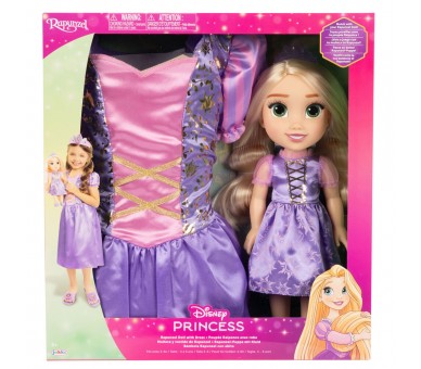 Muñeca Rapunzel + Disfraz Disney 38cm