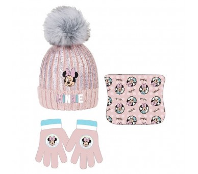 Conjunto gorro guantes braga cuello Minnie Disney