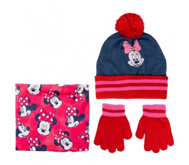 Conjunto gorro guantes braga cuello Minnie Disney
