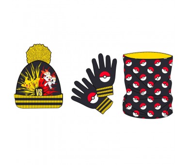 Set gorro braga cuello y guantes Pokemon