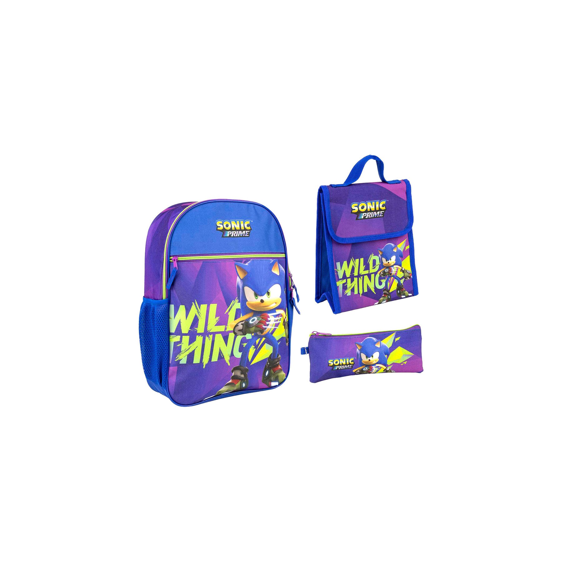 Mochila + portatodo + portamerienda Sonic Prime 42cm