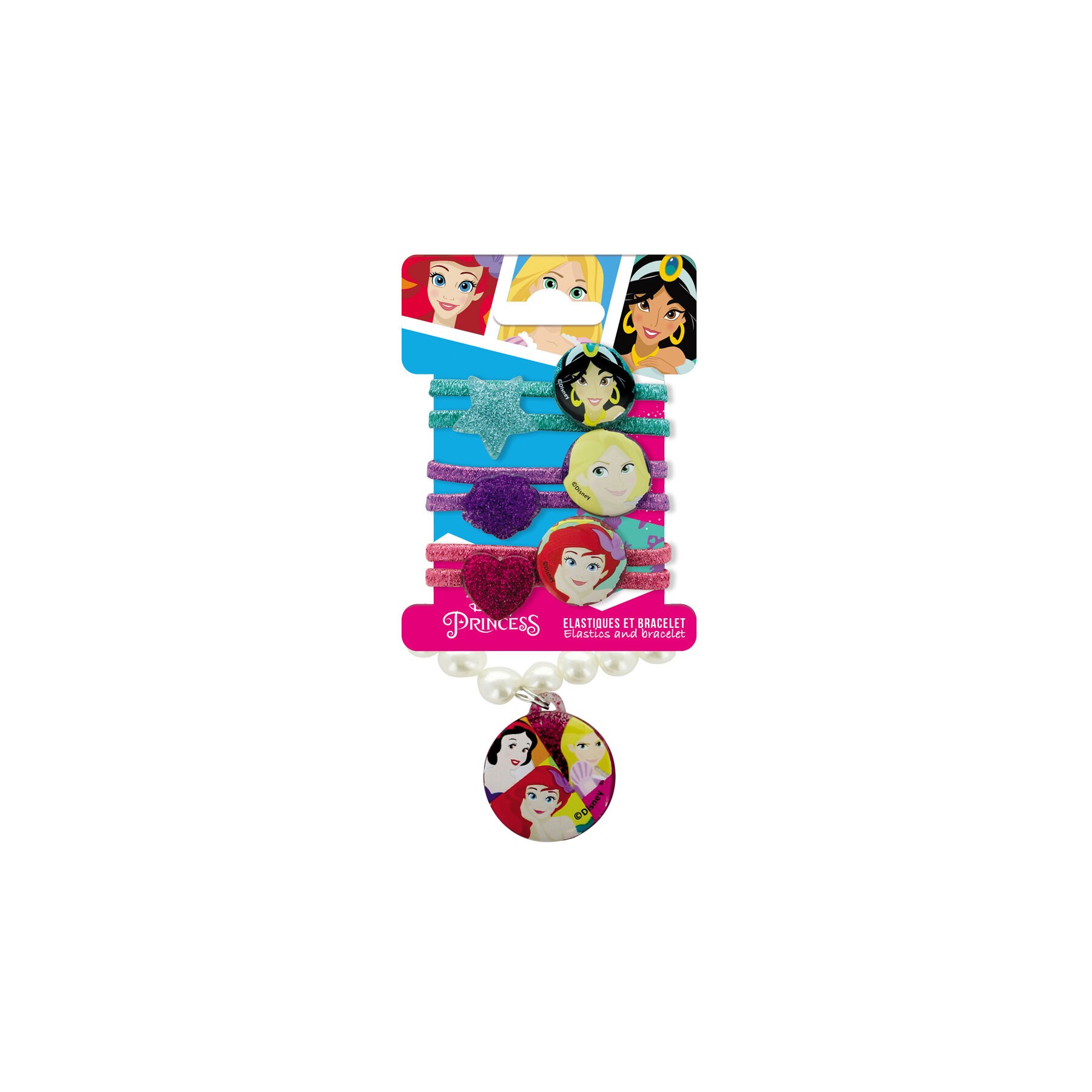 Blister 6 Gomas de pelo + pulsera Princesas Disney