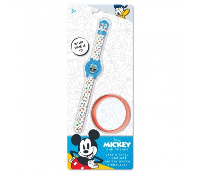 Blister reloj + pulsera silicona Mickey Disney