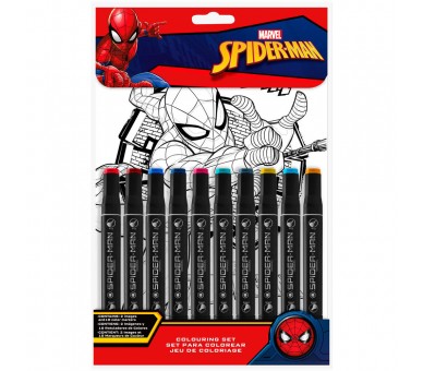 Set papeleria pinta con numeros Spiderman Marvel