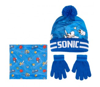 Conjunto gorro guantes braga cuello Sonic the Hedgehog