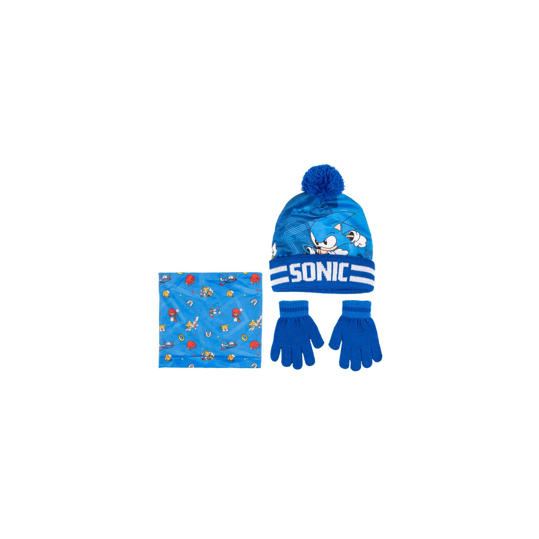 Conjunto gorro guantes braga cuello Sonic the Hedgehog
