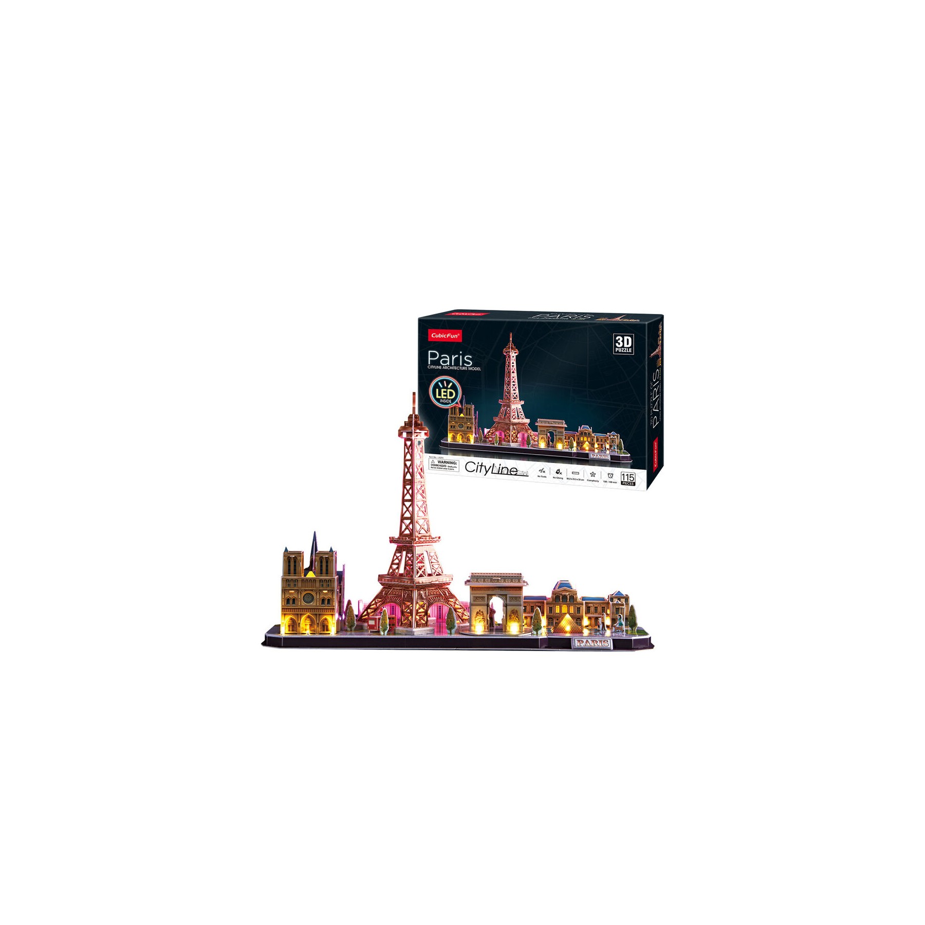 Puzzle 3D Paris City Line Led 115pzs