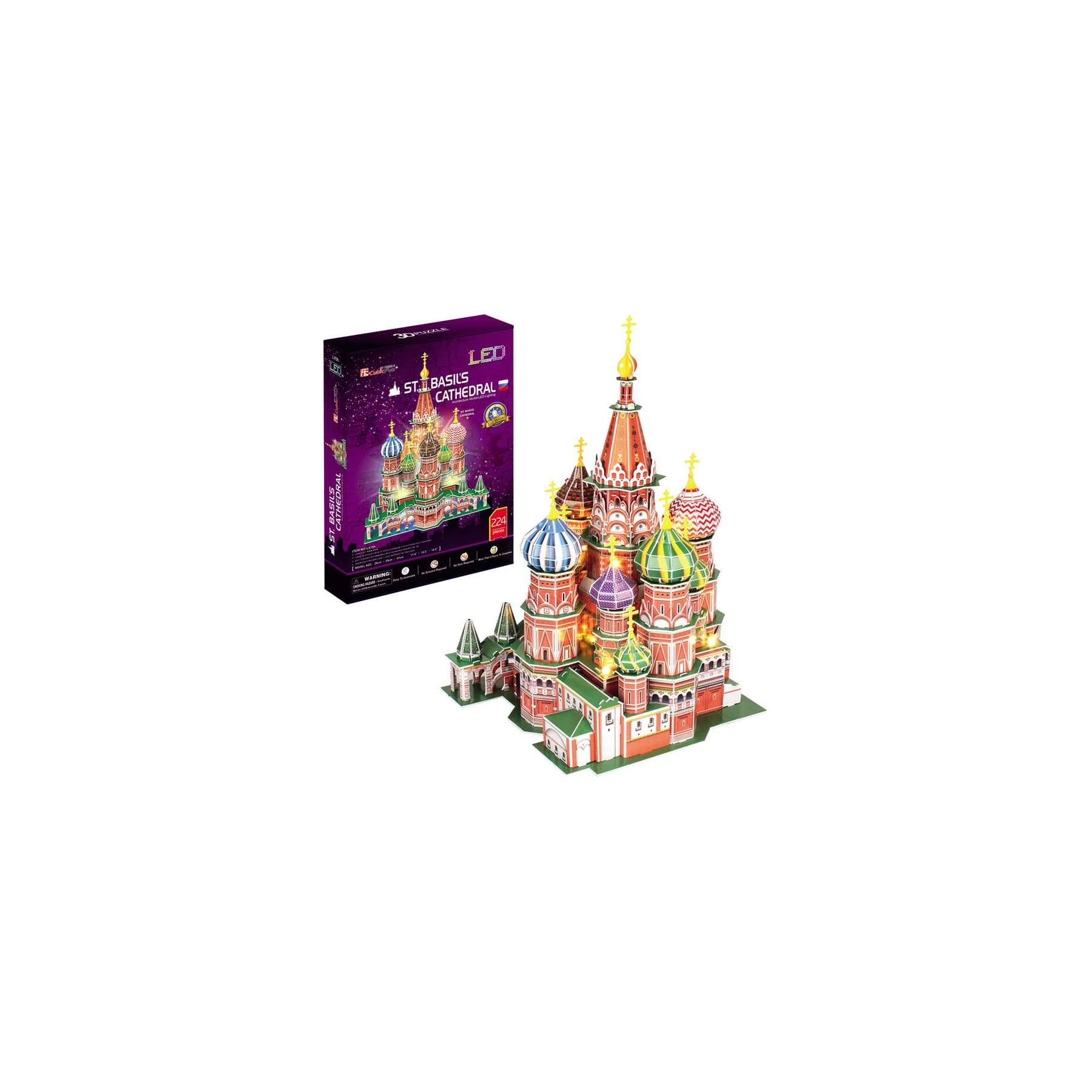 Puzzle 3D Catedral de San Basilio City Line Led 224pzs