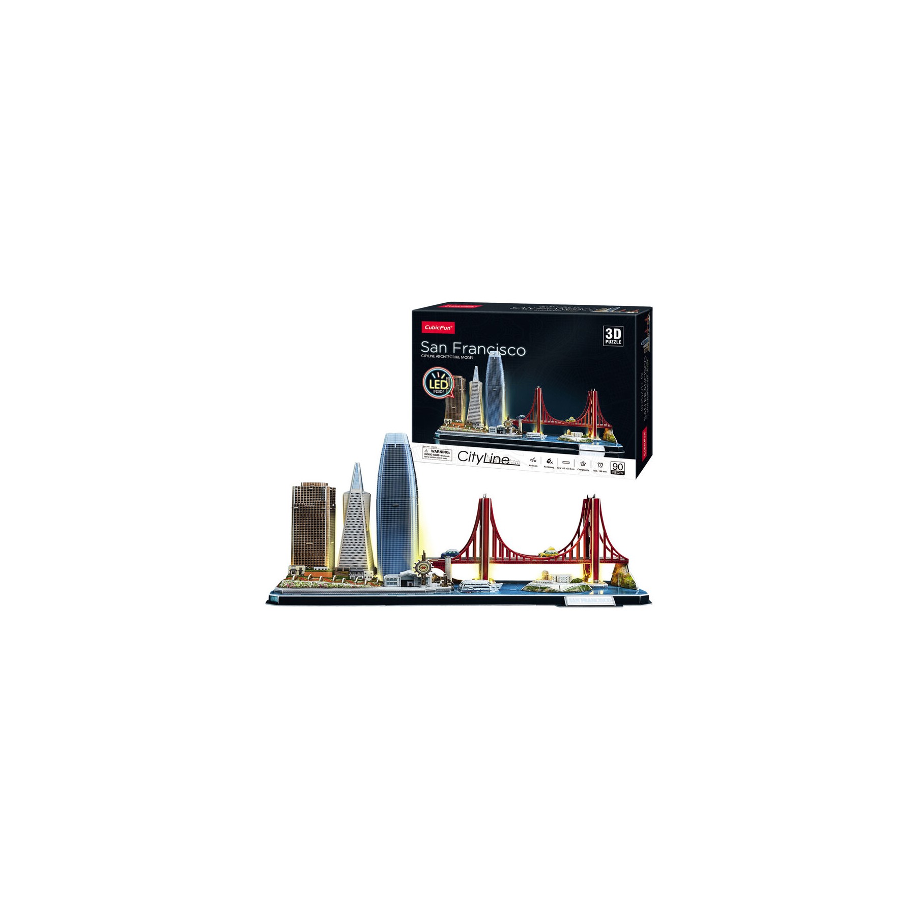 Puzzle 3D San Francisco City Line Led 90pzs