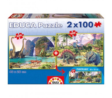Puzzle Dino World 2x100pzs