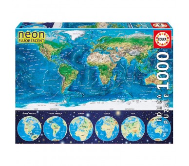 Puzzle neon Mapamundi 1000pzs