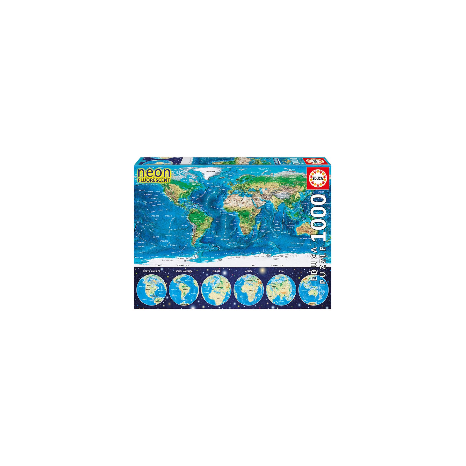 Puzzle neon Mapamundi 1000pzs