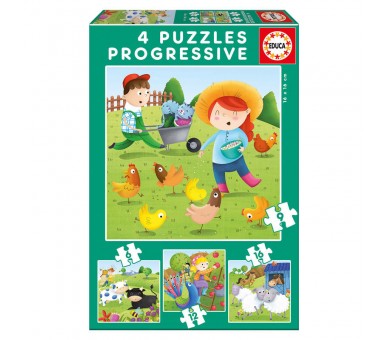 Puzzle Progresivo Animales de la Granja 6-9-12-16pzs