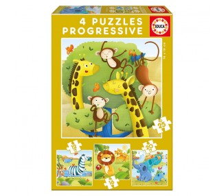 Puzzle Progresivo Animales Salvajes 12-16-20-25pzs