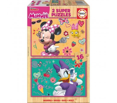 Puzzle Minnie and The Happy Helpers Disney madera 2x16pzs