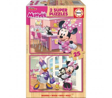 Puzzle Minnie and The Happy Helpers Disney madera 2x25pzs
