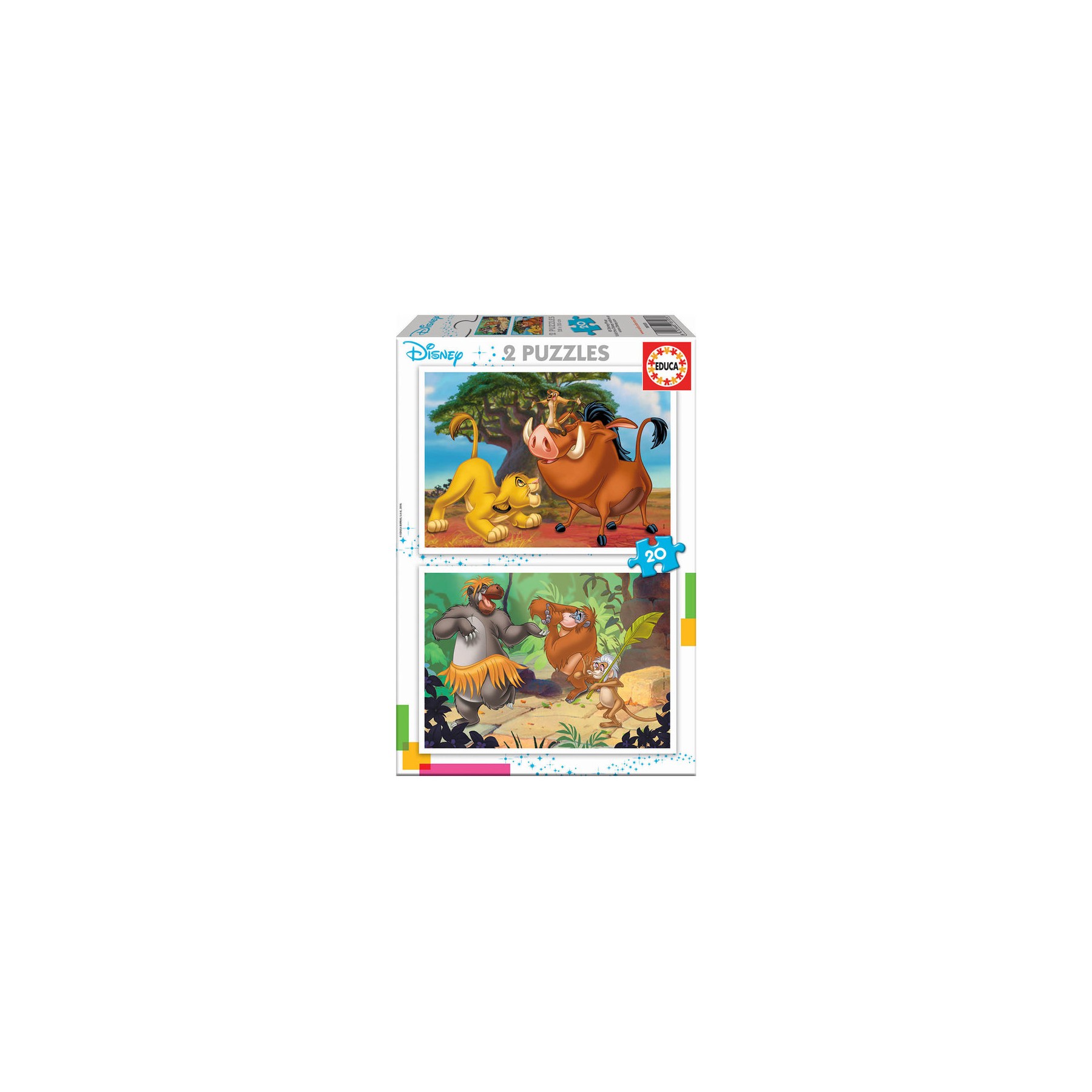 Puzzle Rey Leon + El Libro de la Selva Animals Disney 2x20pzs