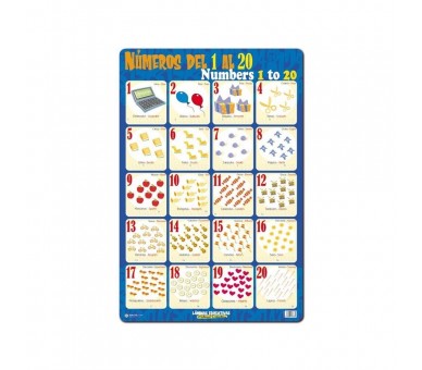 Lamina Educativa Numeros del 1 al 20 español